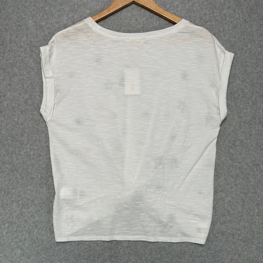 Lucky Brand Womens White‎ Embroidered Stars Twist Front T Shirt Size Medium NWT - Picture 3 of 9